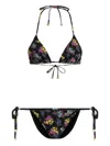 Dolce & Gabbana Adjustable Triangle Bikini Set With Thong Bottoms In Black