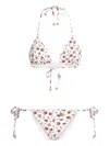 Dolce & Gabbana Small Rose-print Triangle Bikini In Multi
