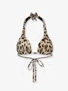 Dolce & Gabbana Leopard Print Halterneck Bikini Top In Animal Print