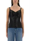 Dolce & Gabbana Satin Buttoned Fitted Top In Black