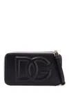 Dolce & Gabbana Women's Black Calfskin Shoulder Bag With Embossed Logo And Adjustable Strap In Black