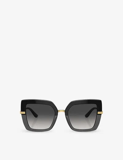 DOLCE & GABBANA WOMENS BLACK DG4373 SQUARE-FRAME ACETATE SUNGLASSES