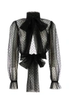 Dolce & Gabbana Lace Blouse With Bow Detail And Ruffle Cuffs In Black