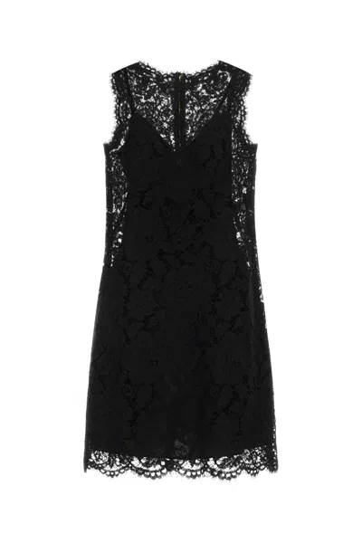 Dolce & Gabbana Dolce Inspired Lace Dress With Silk Petticoat In Black