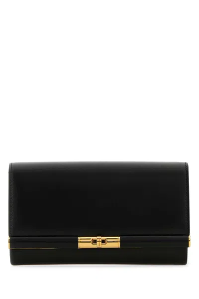 Dolce & Gabbana Women Black Leather Marlene Clutch