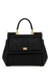 Dolce & Gabbana Medium Sicily Embroidered Top Handle Bag In Black