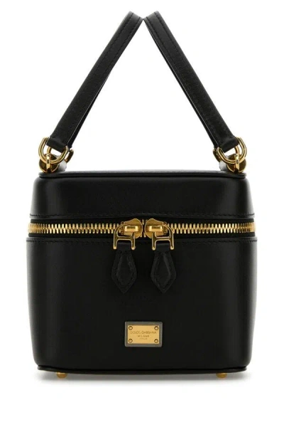 Dolce & Gabbana Women Black Leather Sicily Cube Handbag