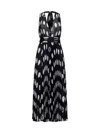 Dolce & Gabbana Pleated Chiffon Calf-length Dress With Polka-dot Print In Black