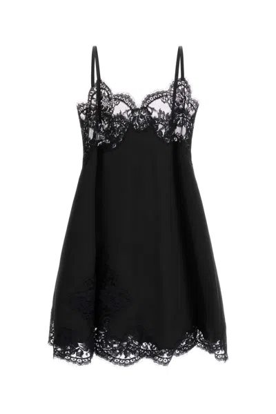 DOLCE & GABBANA DOLCE & GABBANA WOMEN BLACK SATIN MINI DRESS
