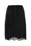 Dolce & Gabbana Satin Skirt Featuring Lace Trim And Elastic Waistband In Animal Print