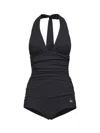 Dolce & Gabbana Women Black Sensitive Fabric Draped One-piece Swimsuit In Black