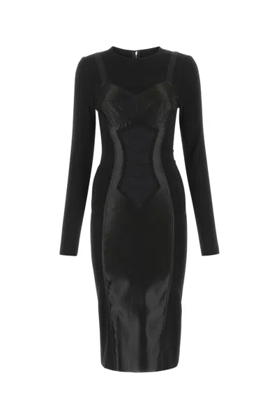 Dolce & Gabbana Black Stretch Viscose Blend Dress