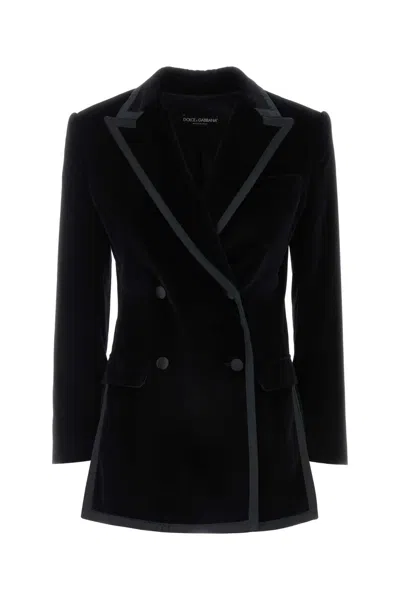 DOLCE & GABBANA DOLCE & GABBANA WOMEN BLACK VELVET BLAZER