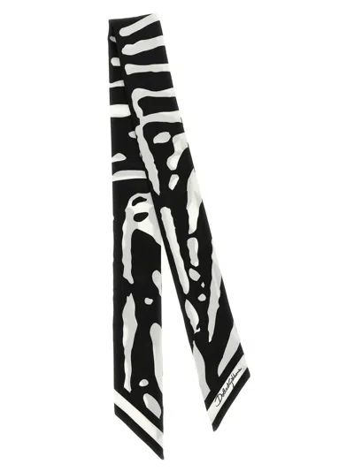 Dolce & Gabbana Women Black White Zebra Print Bandana Scarf In Pink