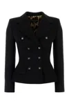 Dolce & Gabbana Tailored Double-breasted Wool Blazer With Button Detailing In Black