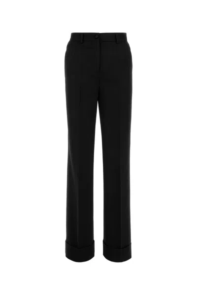 Dolce & Gabbana Black Flared Woolen Pants