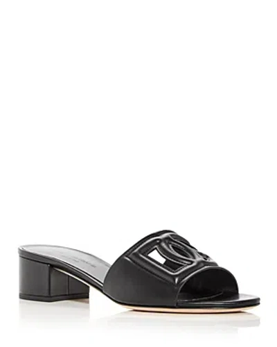 Dolce & Gabbana Women's Block Heel Slide Sandals In Black