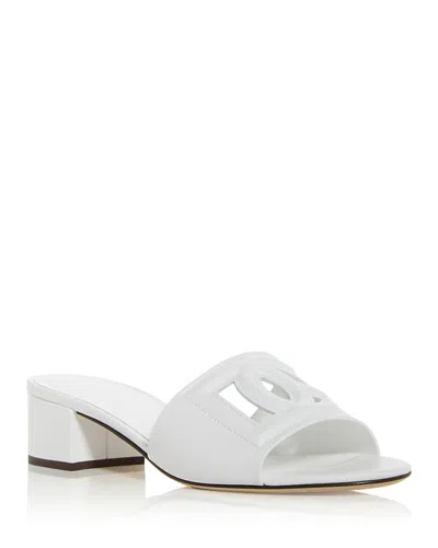 Dolce & Gabbana Dg Cutout Leather Mule Sandals In White