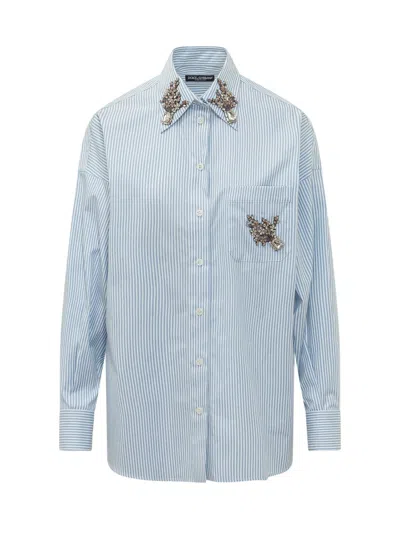 Dolce & Gabbana Blue Stripes Oversized Shirt