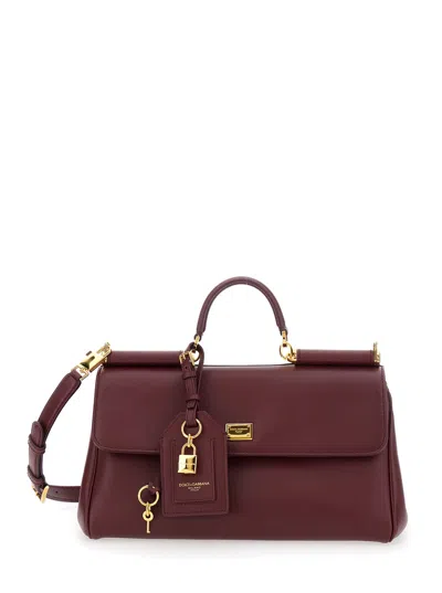 Dolce & Gabbana Women Bordeaux Handbag With Key And Padlock Detail And Adjustable And Removable Shou In Multi
