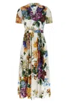 Dolce & Gabbana Women Poplin Midi Dress With Floral Bouquet Print In Multi