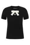 Dolce & Gabbana Bow Detail Crew Neck Short Sleeve T-shirt In Black