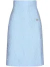 Dolce & Gabbana Floral Quilted Jacquard Midi Skirt With Dg Logo In F3981