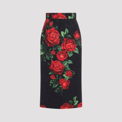 Dolce & Gabbana Women's Brocade-textured Midi Skirt In Cotton-viscose-silk Blend In Black