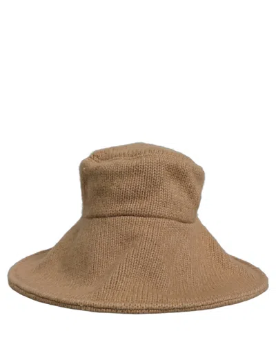 Dolce & Gabbana Women Brown Cotton Knit Widebrim Bucket Capello Hat