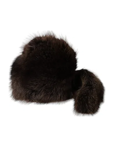 Dolce & Gabbana Women Brown Raccoon Fur Bucket Women's Hat