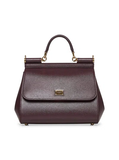 DOLCE & GABBANA DOLCE & GABBANA WOMEN BURGUNDY LARGE SICILY HANDBAG