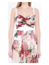 Dolce & Gabbana Bustier Top In Marquisette And Chiffon With Rose Print In White