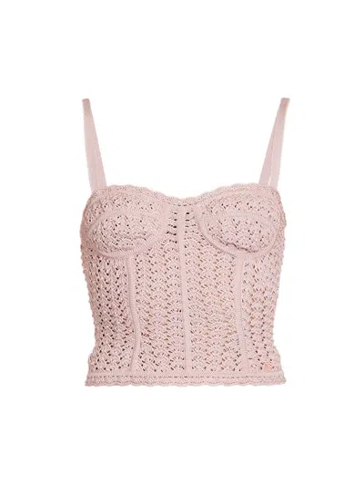 Dolce & Gabbana Crochet-knit Corset Top In Pink