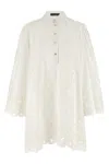 Dolce & Gabbana Sleeve Puff Embroidery Floral Hem Scalloped In White