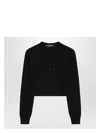 Dolce & Gabbana Ribbed Cropped Cardigan In Black