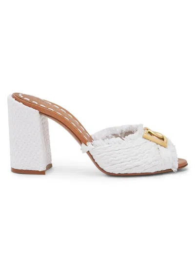 Dolce & Gabbana 85mm Dg Raffia Peep-toe Slide Sandals In White