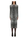 Dolce & Gabbana Leopard-print Long-sleeve Charmeuse Midi Dress In Animalier