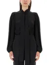 Dolce & Gabbana Silk Shirt With Lace Inlay In Black