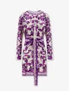 Dolce & Gabbana Women Charmeuse Short Dress With Maiolica Print In Multi