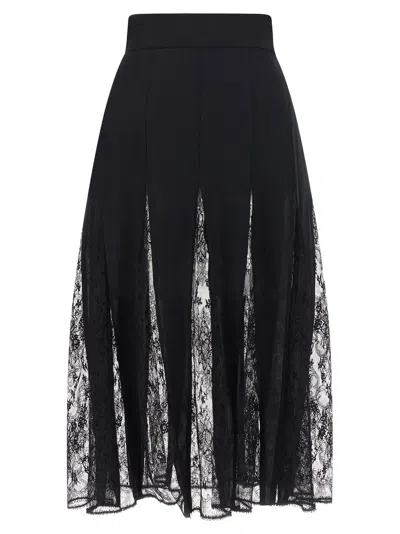 Dolce & Gabbana Women's Charmeuse Skirt With Lace In Black