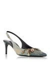 Dolce & Gabbana Embellished Frayed Distressed Denim Slingback Pumps In Blue