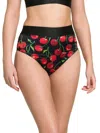 Dolce & Gabbana Women's Cherry-print High-waist Briefs In Black