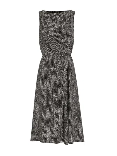 Dolce & Gabbana Women Chevron Print Heavy Crepe Cocktail Dress In Gray