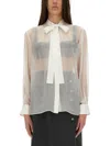 Dolce & Gabbana White Satin Trim Button Up Shirt In White