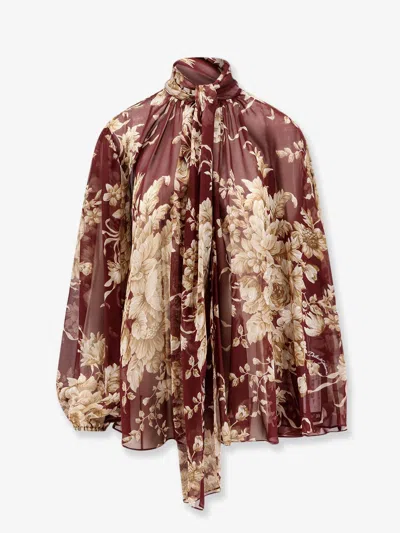 Dolce & Gabbana Women Chiffon Shirt With Rose Print In Multi
