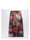 Dolce & Gabbana Chiffon Silk Skirt With Rose Print In Multicolor