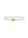 Dolce & Gabbana Calfskin Belt With Crossed Dg Logo In White