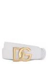 Dolce & Gabbana Calfskin Belt With Dg Logo In White