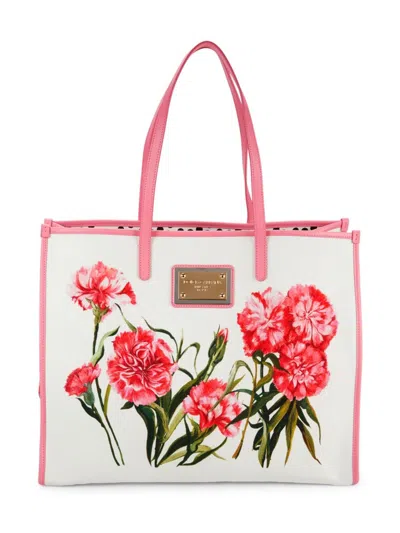 Dolce & Gabbana Women's Classic Floral Shopping Tote In Pink White