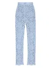 Dolce & Gabbana Light Blue Embroidered Lace Trousers In Clear Blue